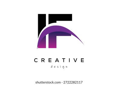 IF Creativo y moderno diseño de logotipo de letra con creativo púrpura Onda Abstractas último concepto de logotipo.