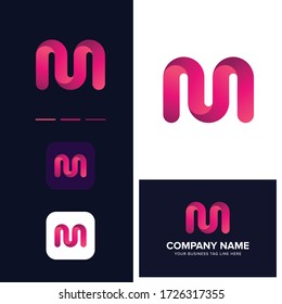 Creative modern letter m gradient pink darker and lighter color design template