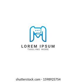 creative and modern letter m logo design template with Social network communication concept. Icon with two speech bubbles of chat messages. Flat filled outline style