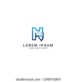 creative and modern letter N logo with Social network communication concept. Icon with two speech bubbles of chat messages. Flat filled outline style