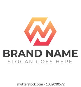 Letra moderna creativa N Modelo de diseño de logotipo