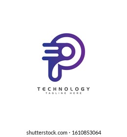 creative and modern Letter P icon. Technology Smart logo, computer and data related business, hi-tech and innovative, electronic