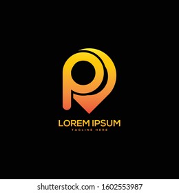 creative and modern letter P logo design template with pin location icon