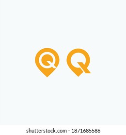 creative and modern letter Q logo design template with pin location icon