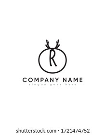Carta moderna creativa R con el logotipo de la silueta de ciervo, logotipo vector para la identidad empresarial y de la empresa 