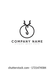 Creative modern letter S with deer silhouette logo template, Vector logo for business and company identity 