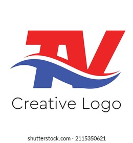 Diseño del logotipo de la carta moderna creativa T V