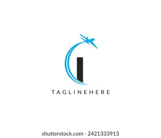 Creative Modern Letter I tour and travel logo design vector Illustration.