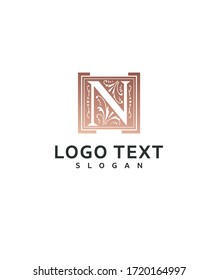 Creative modern letter type initials N with Vintage style monogram logo template, Vector logo for business and company identity 