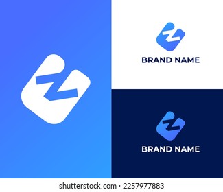 Creative Modern Letter U Z Logo Design Icon