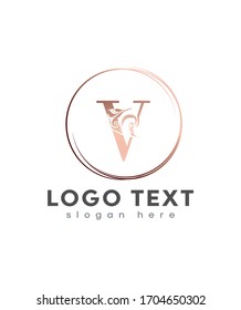 Creative modern Letter V Initial beauty monogram and elegant logo design, handwriting logo of initial signature, Photography, wedding, fashion, floral and botanical with creative template design