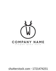 Creative modern letter W with deer silhouette logo template, Vector logo for business and company identity 