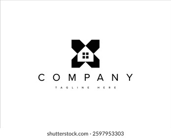 creative modern letter X house logo design