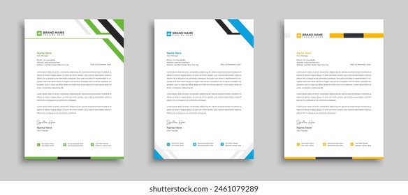 Creative modern letterhead design template with yellow, blue, green and red colors. Corporate business company letterhead design layout. Simple letter head