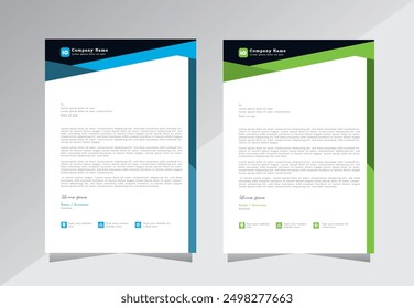 Creative modern letterhead design template with blue and green color. Corporate letter head design templates for your business, company and project. Vector letterhead design.