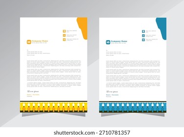 Creative modern letterhead design template with yellow and blue color, colourful letterhead design template for your project. letterhead, letter head, Business letterhead design. vector template