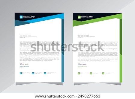 Creative modern letterhead design template with blue and green color. Corporate letter head design templates for your business, company and project. Vector letterhead design.