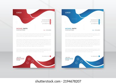 Creative and modern letterhead template design for business project. Corporate letterhead document with tow color variation a4 size