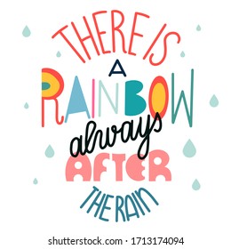 Creative modern lettering. Rainbow quote and water drops. Funny handwritten text. Trendy vector illustration for t-shirt, print and web design. Calligraphy and bold text combination.