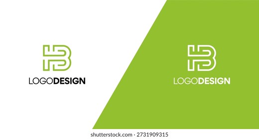Creative and Modern Lettermark Logo Design A Minimalist and Abstract Geometric 'B' Symbol with the Text 'LOGODESIGN' - Ideal for Branding and Identity