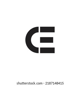 Creative Modern Letters CE C E Vector Icon Logo in Black Colors