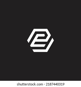 Creative Modern Letters EP P E Vector Icon Logo in Black Colors.