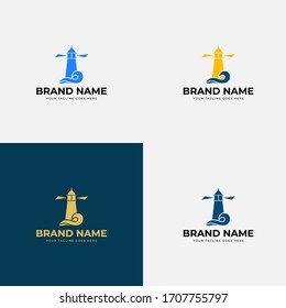 Creative modern lighthouse logo design vector graphic. lighthouse logo for business, organization or website. Beacon icon design template.