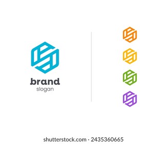 Creative modern line hexagon letter s logo