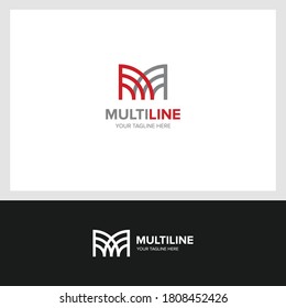 creative and modern line M letter logo design template 