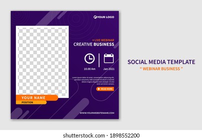 Creative modern live webinar social media post template. online marketing promotion. web banner business concept design vector illustration