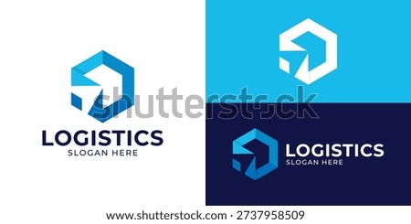 Creative modern logistic logo template. Box with arrow up for shipping company logo design vector illustration.