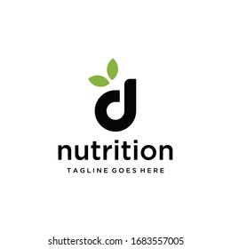 Creative modern Logo design for D nutrition sign template.