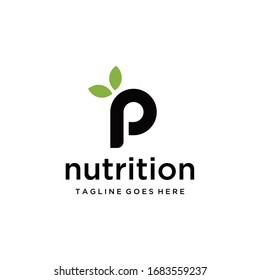 Creative modern Logo design for P nutrition sign template.