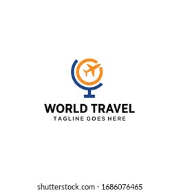 Creative modern logo design for world travel agency.