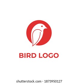 Creative Modern Logo Red Bird. Vector Simple Luxury Initial Design