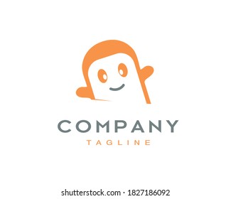 Creative modern logo of smart phone shop with child character