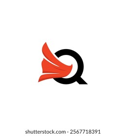 A creative and modern logo that combines the letter Q with an abstract design element, suggesting power, passion, and dynamism