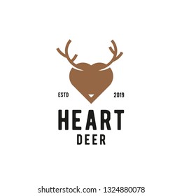 Creative modern love deer antler logo design vector template