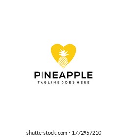 Creative modern love pineapple fruit logo design