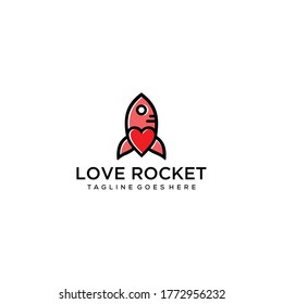 Creative modern love rocket space logo icon vector template