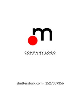 creative modern lowercase M logo letter with red circle simple design