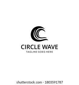 Creative modern luxury abstract sea water wave Logo with C sign icon Template