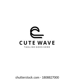 Creative modern luxury abstract sea water wave Logo with C sign icon Template