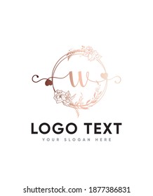 Kreativ , modern, luxuriös gestaltete Blattdekorationen und eine elegante Briefvorlage des Typs W Logo, Vektorlogo für Unternehmen und Firmenidentität 