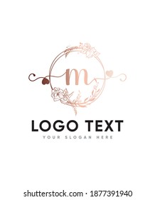Creative , Modern, Luxury leaf ornaments and an elegant decorative letter type M logo template, Vector logo for business and company identity 