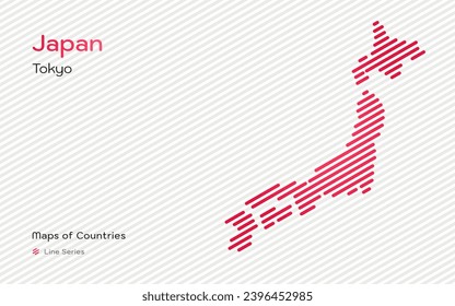 Mapa creativo moderno de Japón. Mapa político. Tokio, la capital. Mapas vectoriales de países del mundo, serie de líneas	