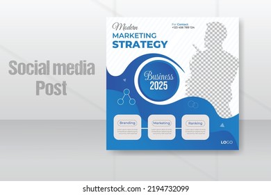 Creative and Modern marketing agency social media post template flyer web banner design with abstract organic and geometric shapes design in international size for business promotion