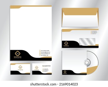 Creative, modern, marketing, business and professional style Letterhead Pad, Business Card, Envelope and CD Cover design template vector