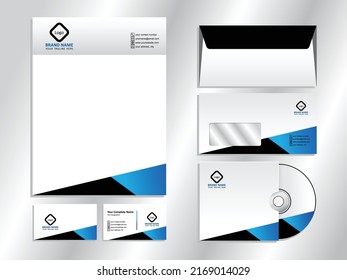 Creative, modern, marketing, business and professional style Letterhead Pad, Business Card, Envelope and CD Cover design template vector