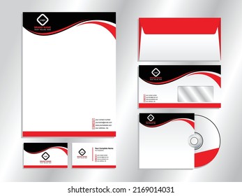 Creative, modern, marketing, business and professional style Letterhead Pad, Business Card, Envelope and CD Cover design template vector